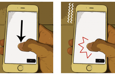 押し込み操作を用いたアイズフリーかな入力UI